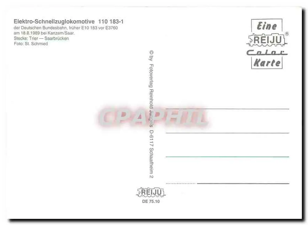 लोकोमोटिव 110 183-1 — जर्मन फेडरल रेलवे — एडिटर रेजू, नंबर D-6117 - पीछे