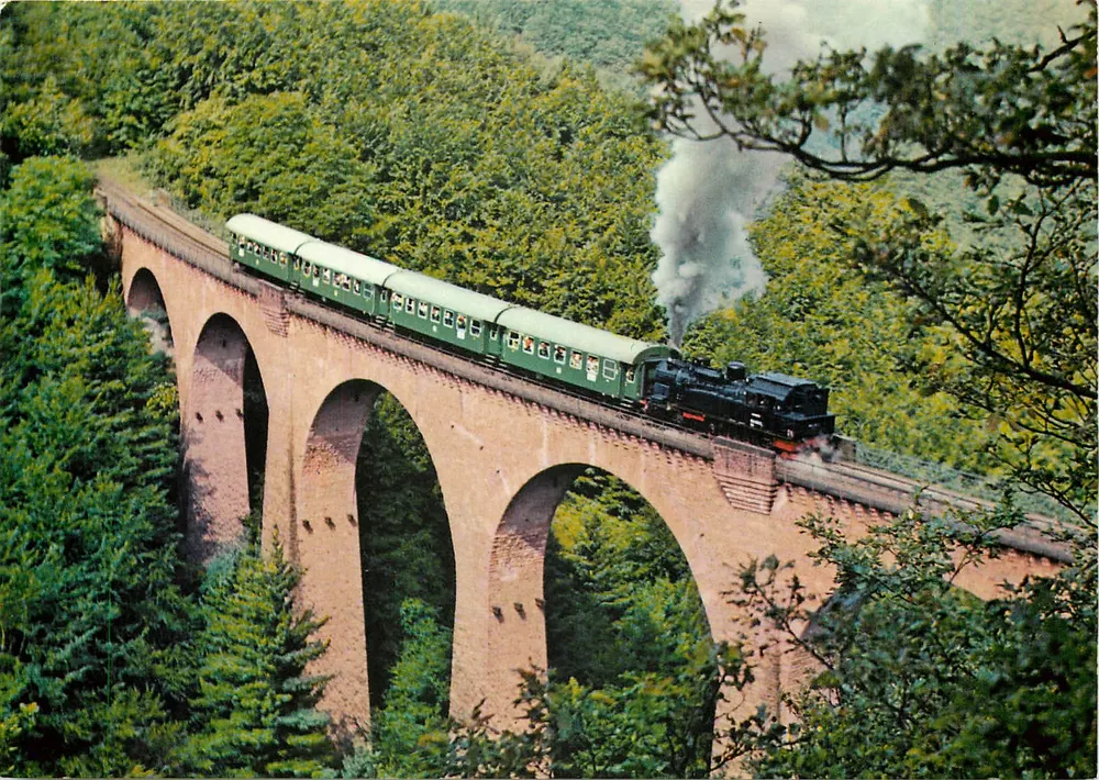 Trem sobre o viaduto de Hunsrück — REIJu Color Karte n° CP 1019 - Frente