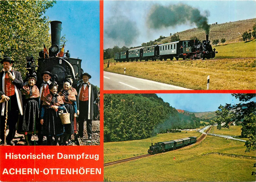 Historischer Dampfzug — Achern-Ottenhöfen — REIJU Color Karte CP 1025 - Recto