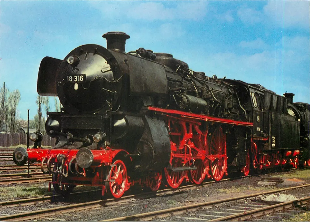 Lokomotiva 18 316 — Schnellzug-Lokomotive da Deutsche Bundesbahn, ex Badische Staatsbahnen — editor REIJU, n° CP 1131 - Frente