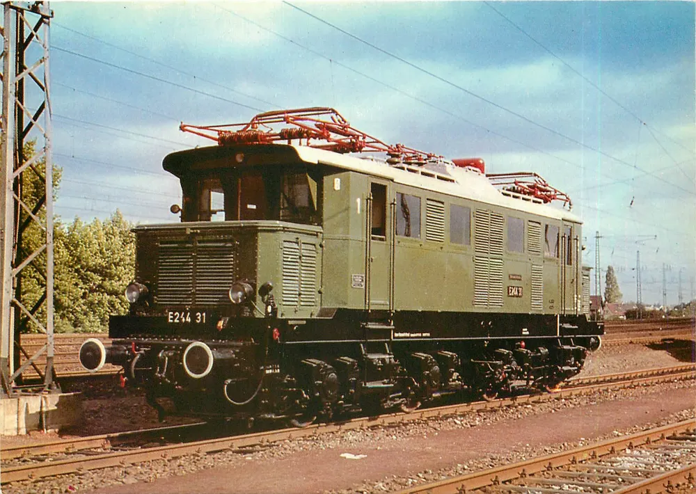 Locomotiva elétrica E 244 31 — Deutsche Bundesbahn, Neustadt/Weinstr. — REIJu Color Karte CP 1084 - Frente