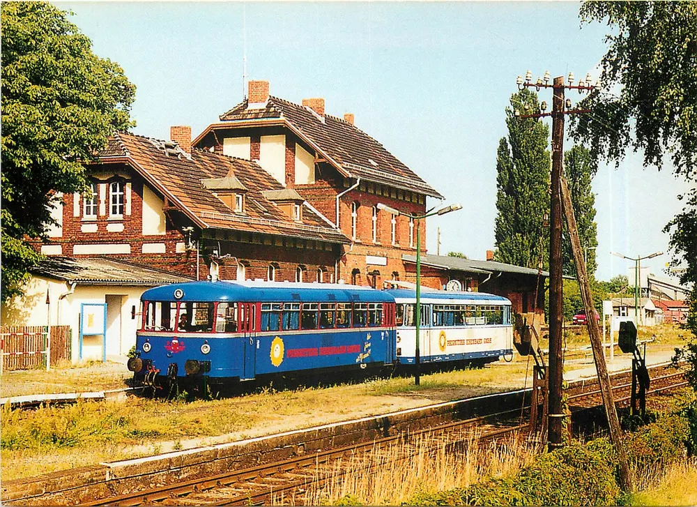 Pégnotziger Eisenbahn — T 12 und T 11 im Sonderzug am Bf Storkow (Mark) — Radke Verlag, Nr. 5059 - Vorderseite