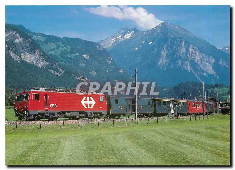 Train électrique à voie étroite HGe 4/4 II — SBB — Meiringen-Brunnenfluh — 1988 - Recto