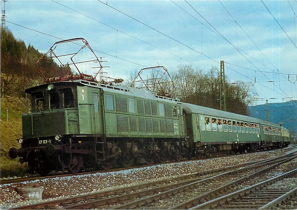 Electro-schneizuglokomotive 117 113-1 — Deutsche Bundesbahn, DGE-G-Sonderzug, Linha Stuttgart-Ulm — REIJU Color Karte - Frente