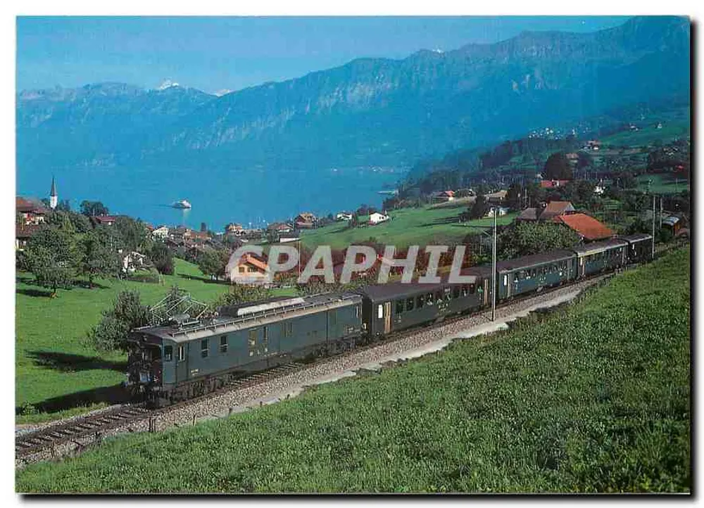 Tren de mercancías en la línea Bern-Lötschberg-Simplon — vista del lago de Thoune — editor REIJU, n° 2 - Anverso