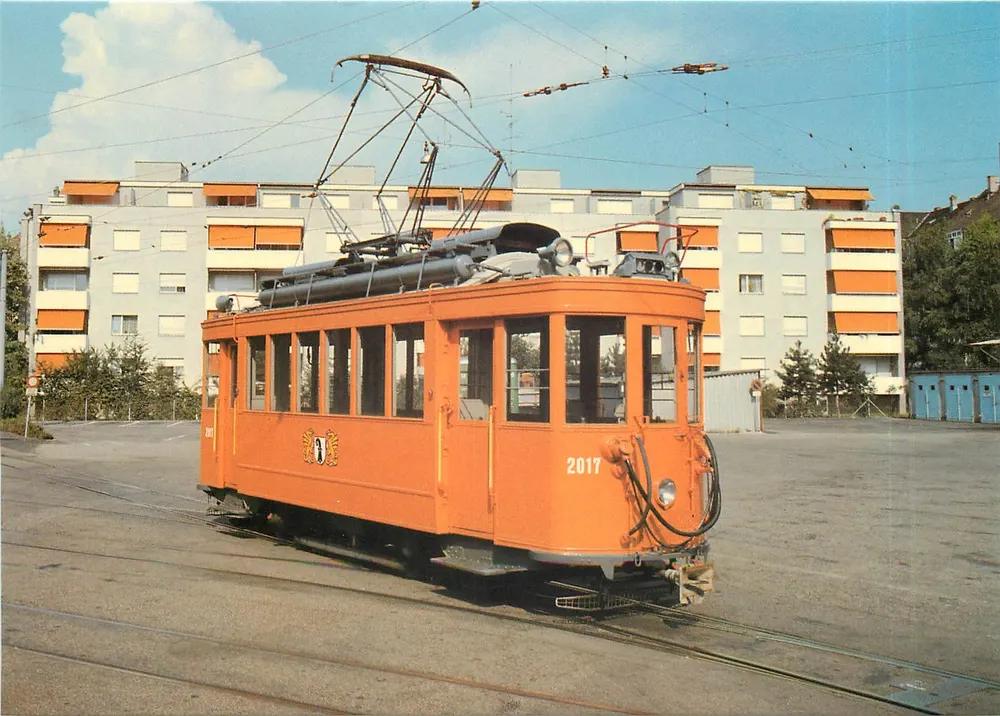 Tramway laranja — Rangierwagen ex Be 2/2 200, Baujahr 1930 — Trämlì-Impr. Basel - Frente