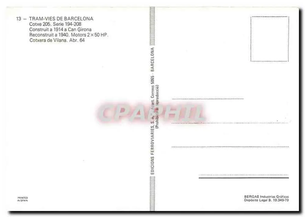 Valdespino Tramway — CONAC 1850 — Éditions Ferroviàries S.A. - Back