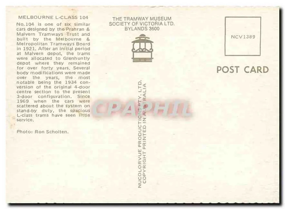 Tramway L-Class 104 — Melbourne, Australien — Tramway Museum Society of Victoria Ltd. - Rückseite