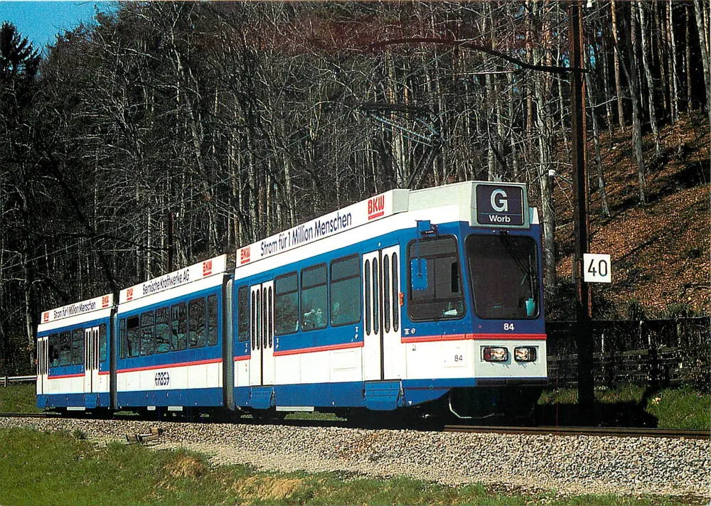 Tramway électrique Be 4/8 84 — Gümligen — Minirex AG - Recto