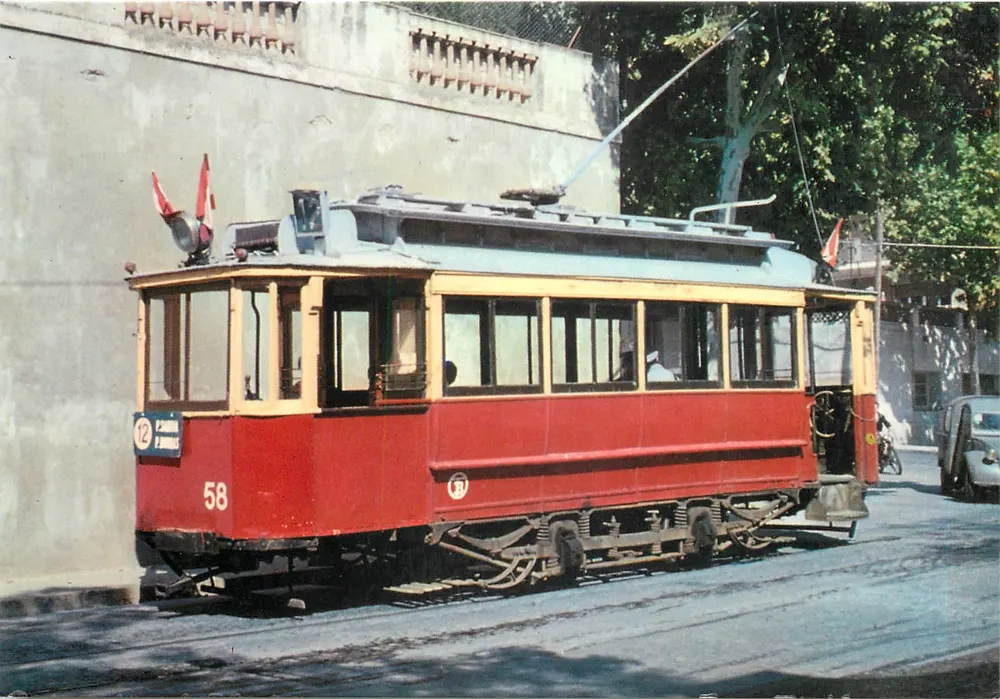 Tramway de Barcelone — Cotxe 58, série 1 à 124 — Éditions Ferroviaires S.A. - Recto