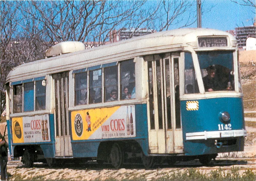 Tramway de Madrid — Serie 1001 a 1160 — Editor BERGAS - Anverso