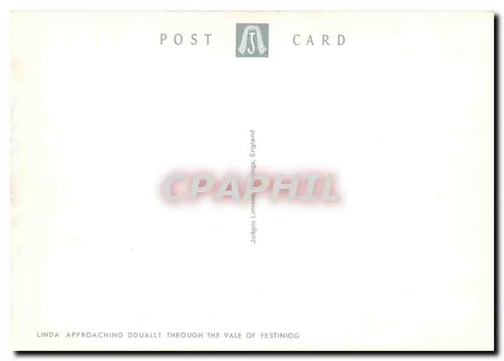 Festiniog Railway, Porthmadog, Gwynedd — vista panoramica con treno e valle — editore C 3252 - Verso