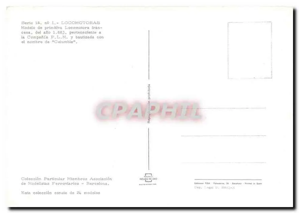 Locomotiva PLM 48T — modelo 1883 — Ateliers de Paris — Edição FID.A. Barcelona - Verso