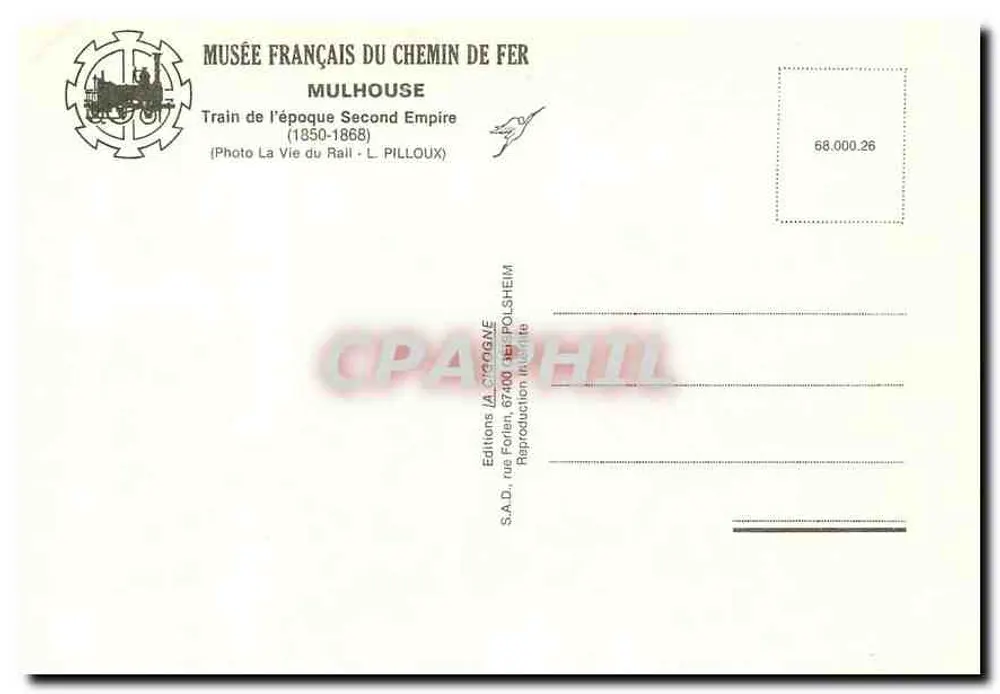 Trem a vapor de Paris para Strasbourg — Museu francês do ferroviário Mulhouse — Éditions La Cigogne - Verso