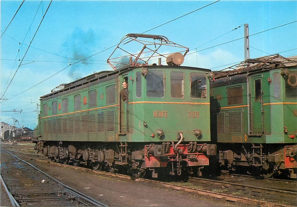 Locomotrice électrique Renfe 7103 — série 7101 à 7125 — Éd. Ferroviaries, S.A. n°71 - Recto