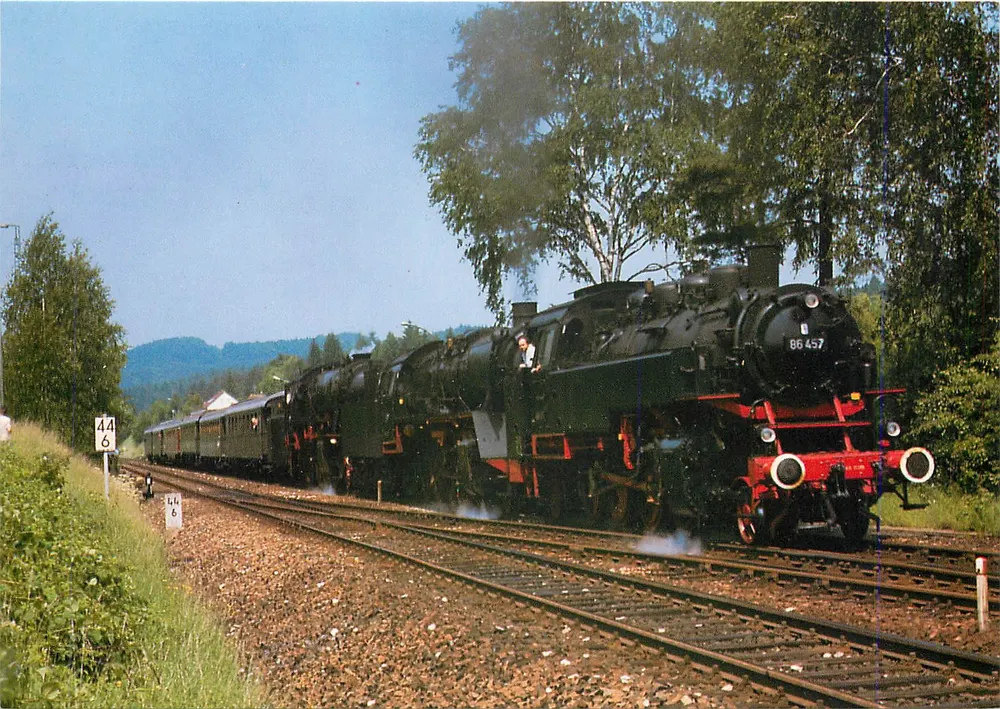 Dampf-Lokomotiven 86 457, 50 622 + 23 105 — Deutsche Bundesbahn — REIJU Color Karte - Recto