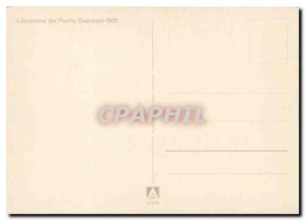Lokomotiva da Pacific Railway 1903 — n°1/145 - Verso