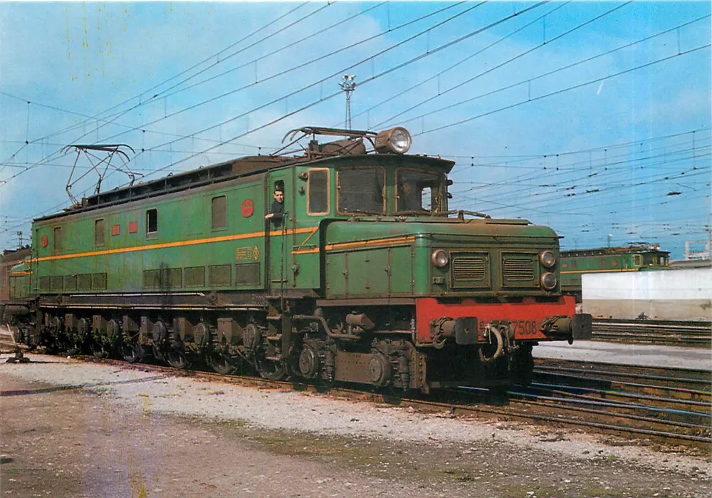Locomotrice électrique 7508 — série 7501 à 7512 — Éditions Ferrovaries, S.A. - Recto