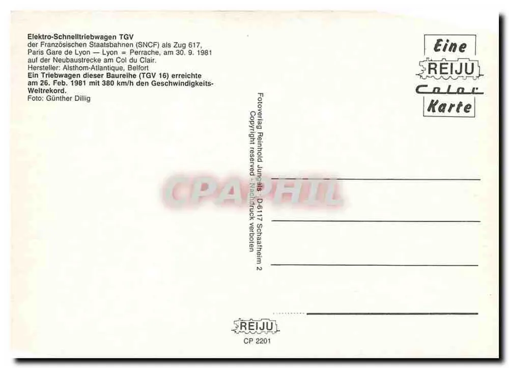 TGV — Sneltrein — REIJU CP 2201 - Achterkant