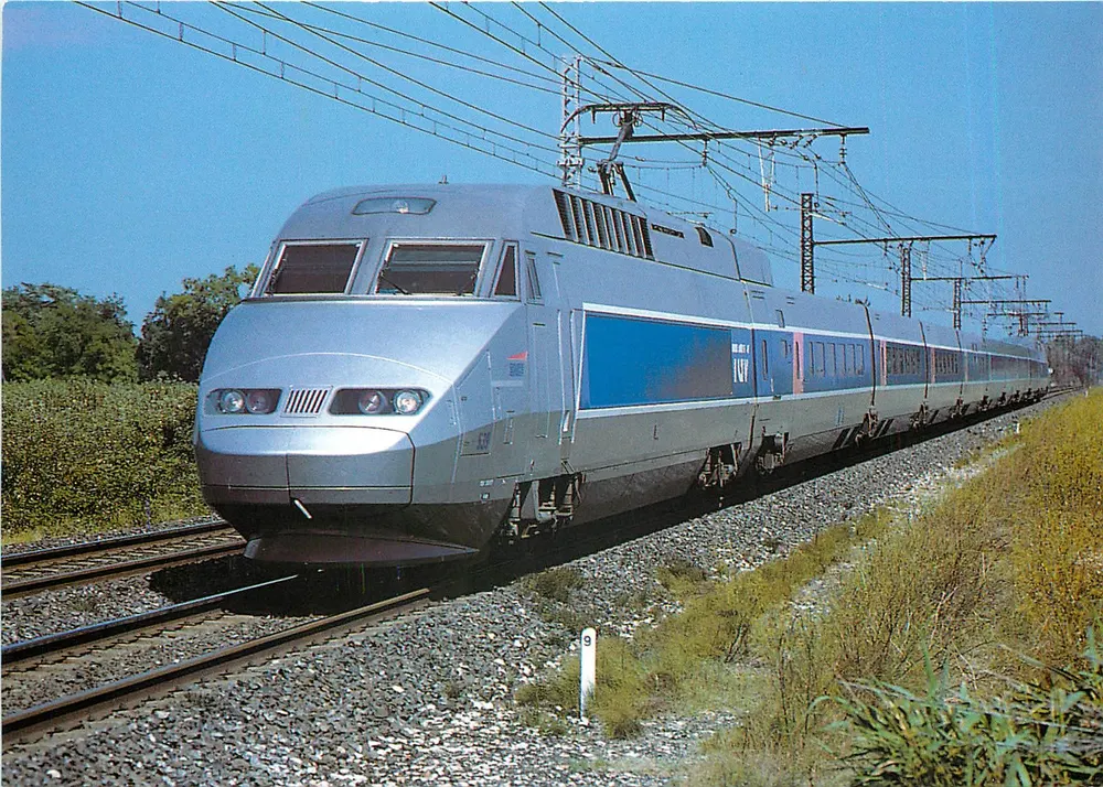 TGV Network 539 — bi-current train near Montpellier — der Bahnhaden, no. 11183/95 - Front