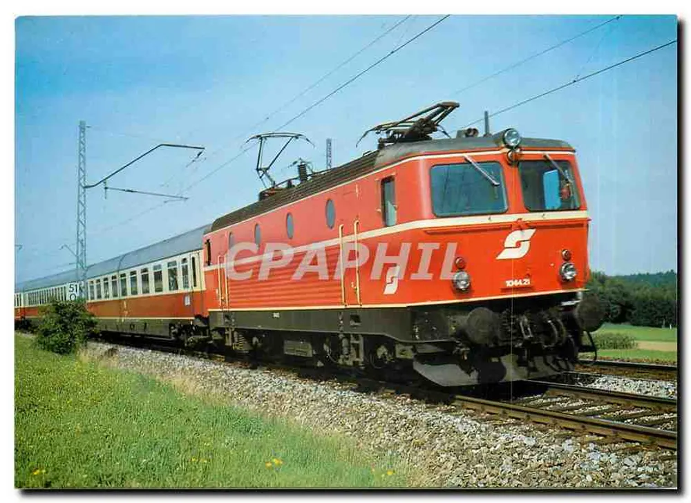 Elektrische trein ÖBB Schnellzuglokomotive 1044.21 — foto genomen in Traunstein — uitgever der bahnladen, nr. 10367/83 - Voorkant