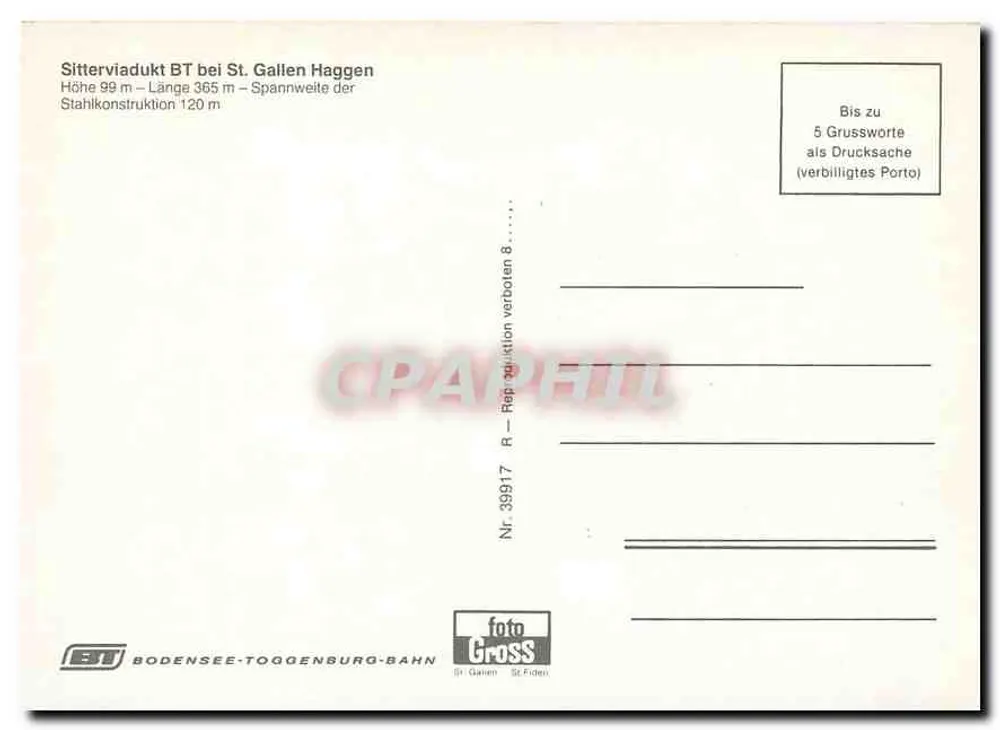 Sitterviadukt BT presso San Gallo Haggen — viadotto metallico — editore foto Gross - Verso