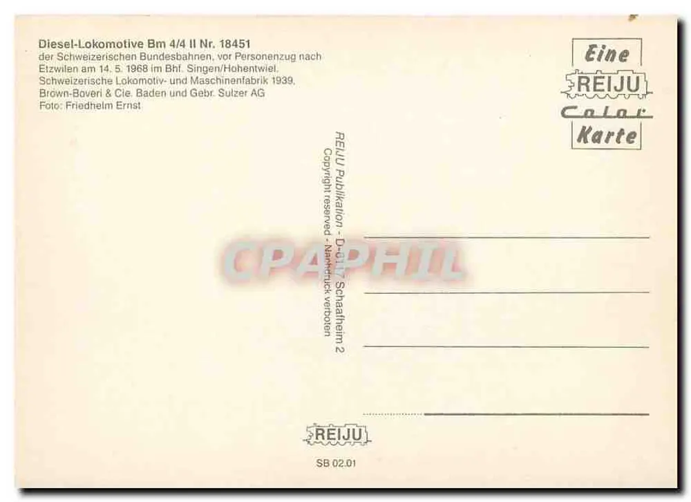डीजल लोकोमोटिव Bm 4/4 संख्या 18451 — यात्री ट्रेन के पहले — REIJu Color Karte - पीछे