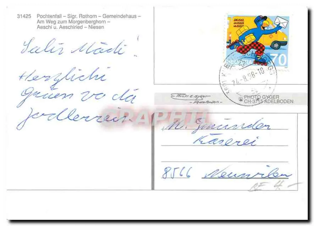 Aeschi — paisagem alpina e aldeia — editor desconhecido, n° 31425 - Verso