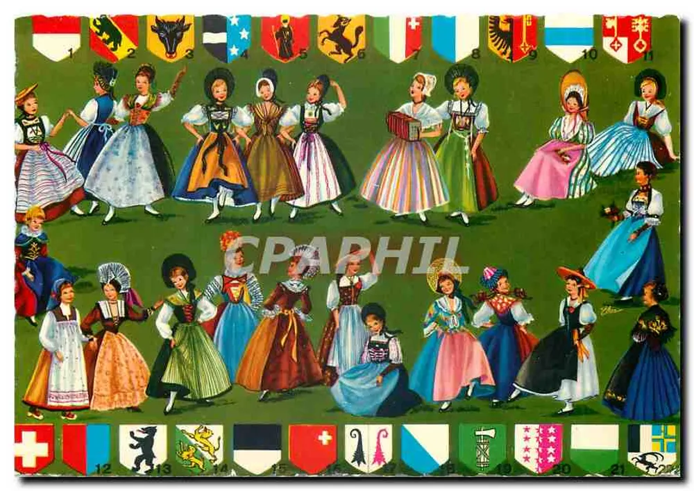 Women in Regional Swiss Costumes — 22 Cantons and Districts — Verlag Kitzel AG Bern - Front