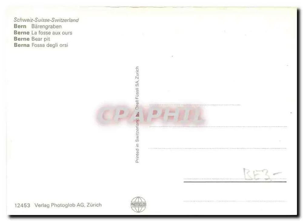 Bärengraben — Bern — Verlag Photoglob AG, Zürich, n° 12453 - Achterkant