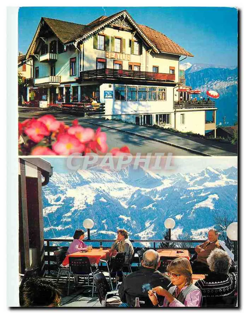 Hotel-Restaurante Beatus — terraço panorâmico sobre o lago de Thoune — editor G. Maurer AG, Spiez - Frente