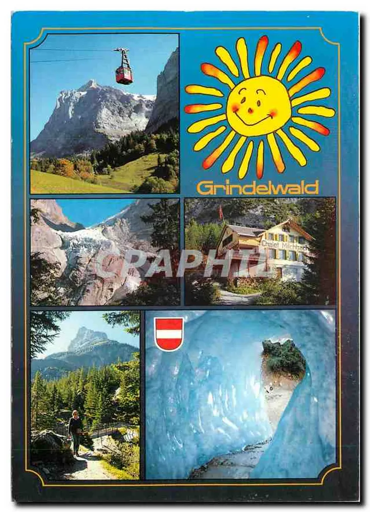 Grindelwald — mountains, glacier and gondola — publisher Kiosk Wetterhorn - Front