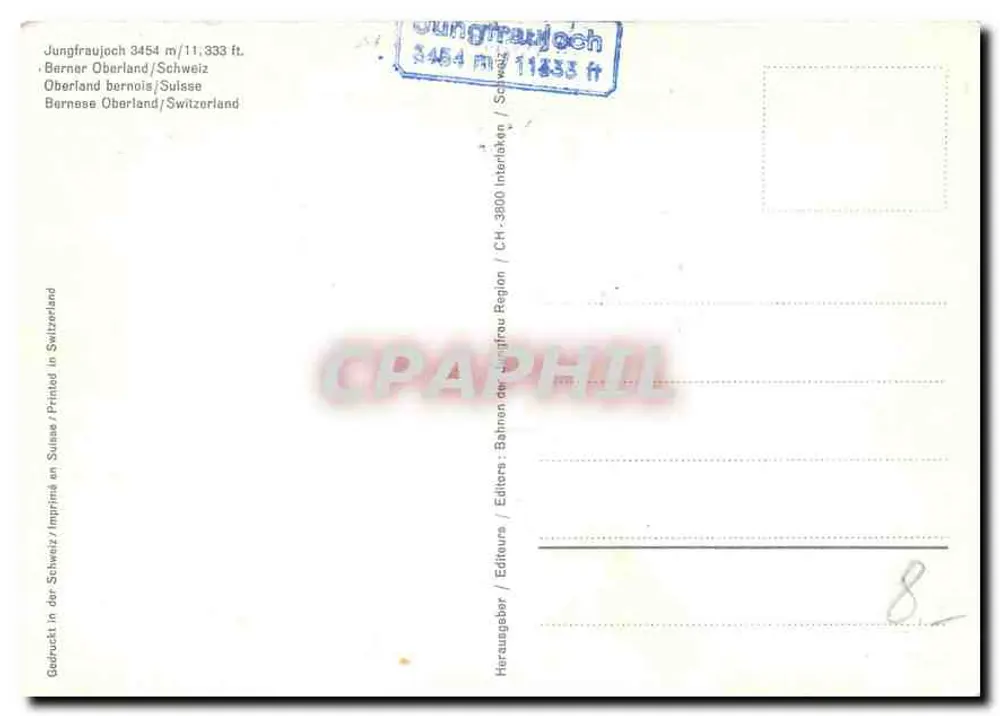 जंग्फ्रॉयजोच — 3454 मीटर — प्रकाशक जंग्फ्रॉयबाहन / संख्या 8 - पीछे