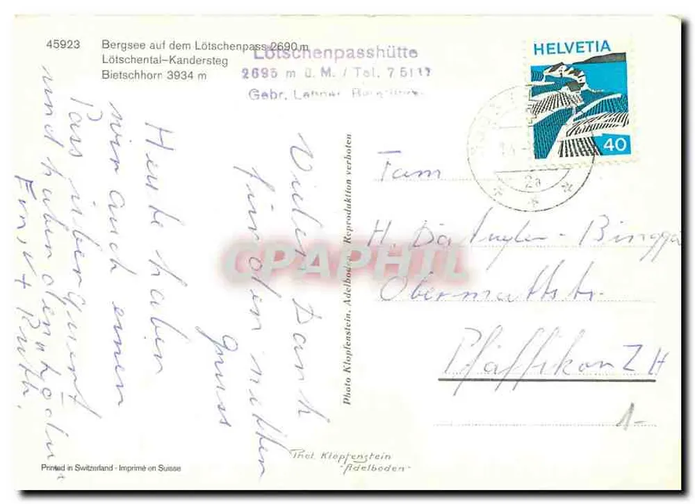 बर्गसी लॉट्सचेन पास पर — 2690 मीटर — फोटो थोल क्लॉप्फेनस्टेन, एडिटर हेल्वेटिया - पीछे