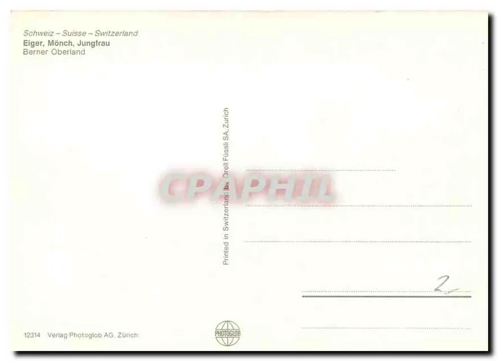 Eiger, Mönch, Jungfrau — Berner Oberland — Wydawnictwo Photoglob AG, Zurych - Rewers