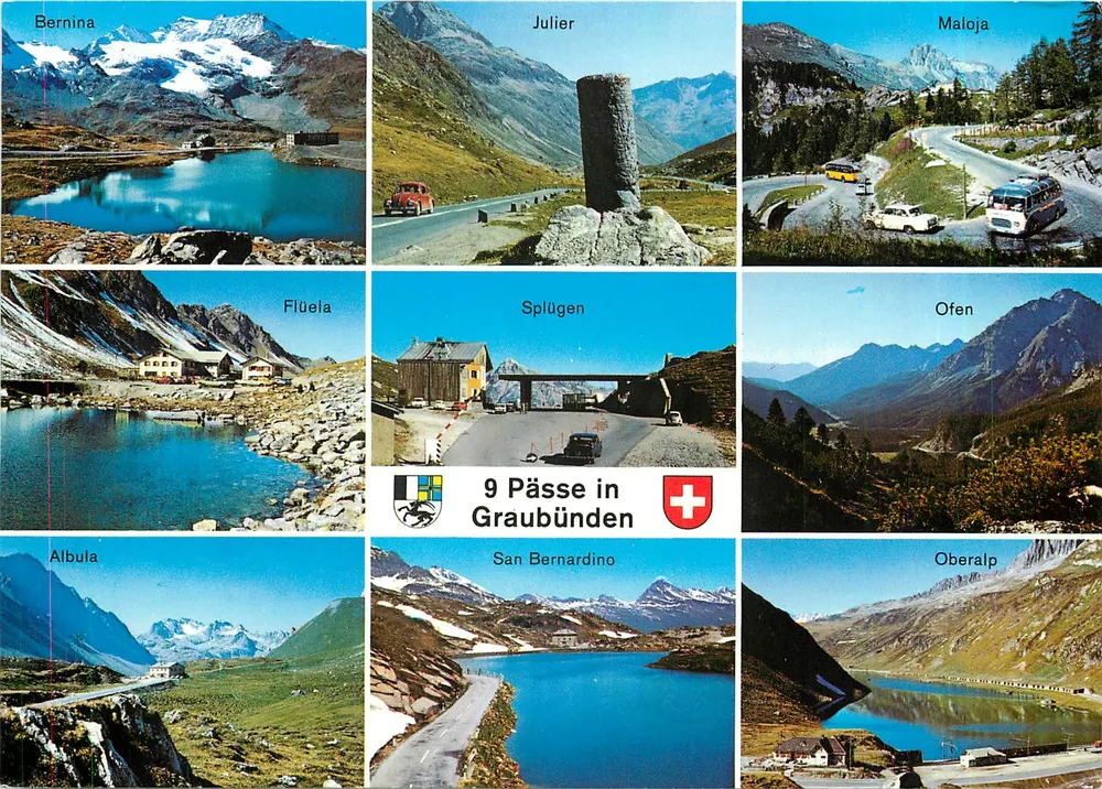 9 przejść w Graubünden — 9 przełęczy grizonских — Photohaus Geiger, 7018 Films-Waldhaus - Awers