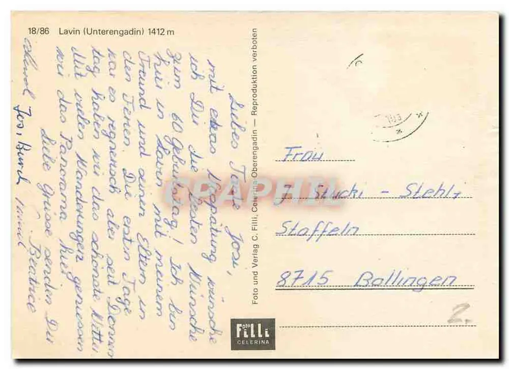 लाविन (अंटरेंगाडिन) — 1412 मीटर — सी. फिली, सेलेरिना - पीछे