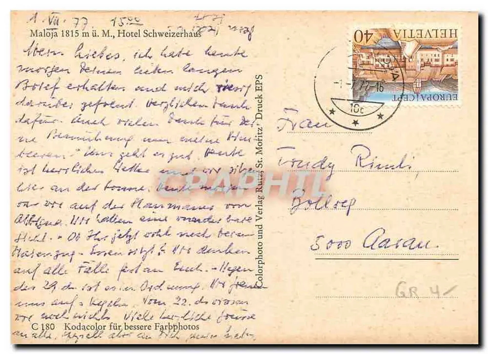 Hotel Schweizerhaus — Maloja, Szwajcaria — Verlag St. Moritz EPS - Rewers