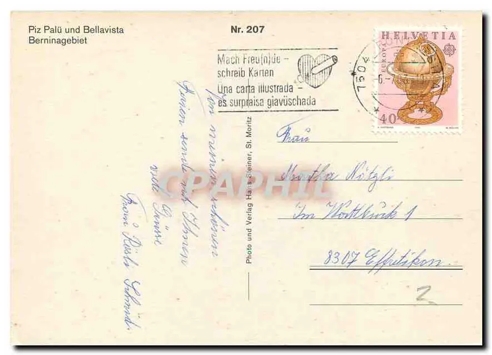 पिज़ पाल्यू और बेलाविस्ता — बर्निना जिला — फोटो और वर्लैग सेंट मोरित्ज़, संख्या 207 - पीछे