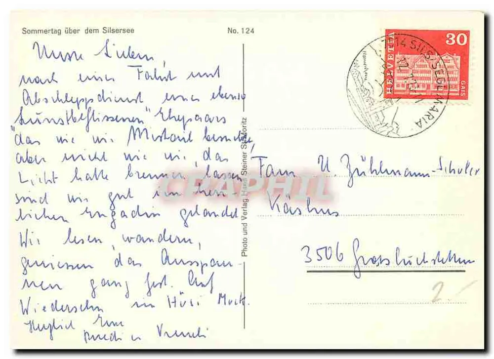 सिल्सरसी लेक के ऊपर का समरटैग — फोटो और वर्लग हैंस स्टेनर स्टोरिट्ज़ — क्रमांक 124 - पीछे