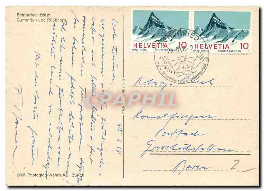 श्वॉनरिड 1230 मीटर — गम्मीफ्लूह और रूब्लीहॉर्न — फोटोग्लोब-वेहर्ली एजी, ज़्यूरिख - पीछे