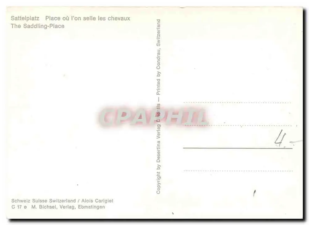 Sattelplatz — Lugar onde se montam os cavalos — M. Bichael, Ebnatingen - Verso