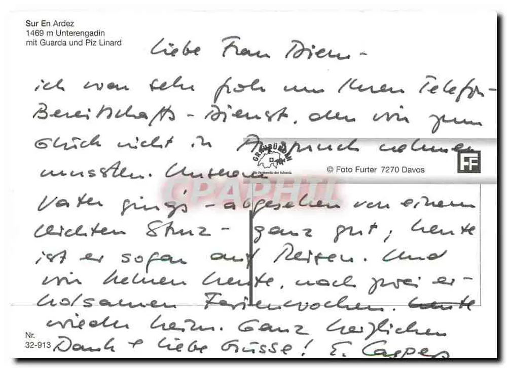 Alpine Dorf im Val d'Ardez — Ardez, 1469 m — Verlag Foto Furter, Davos - Rückseite