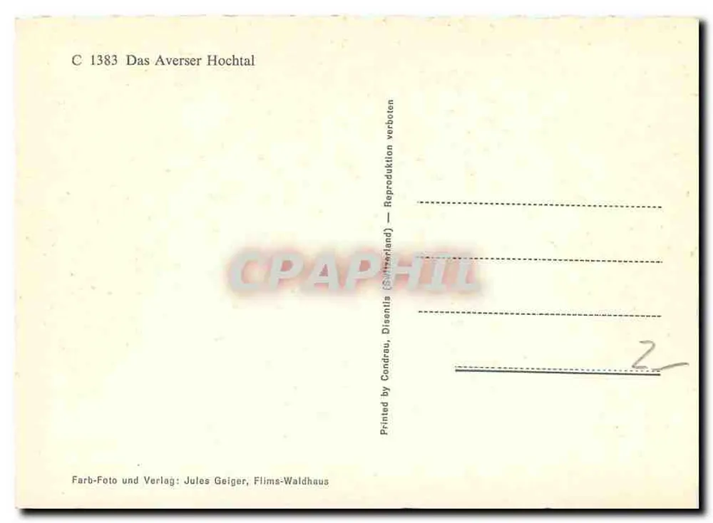 Das Averser Hochtal — vale alpino — Jules Geiger, Flims-Waldhaus - Verso