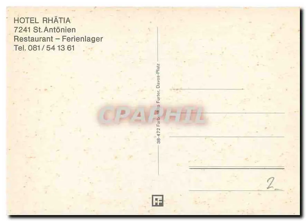 Hotel Rhätia — St. Antönien — 38-472 - Verso