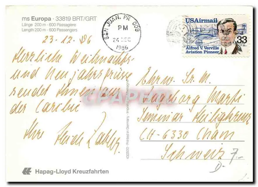 ms Europa — cruzeiro — Hapag-Lloyd Kreuzfahrten - Verso
