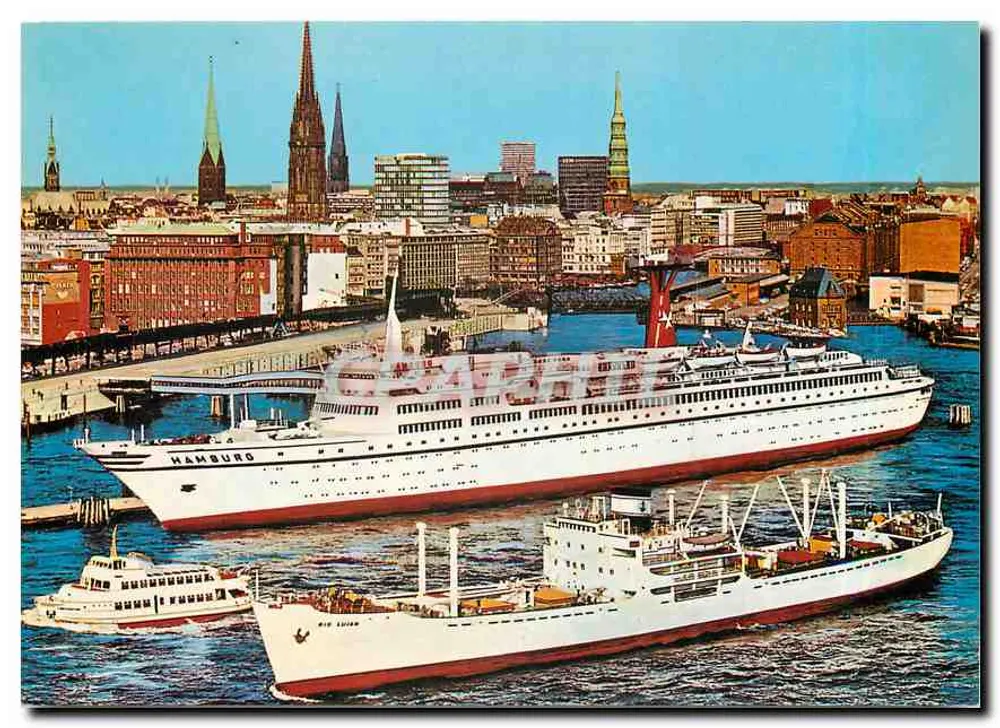 Hamburgo — vista do porto com o navio HAMBURG — editor Andres + Coverlag Hamburg - Frente