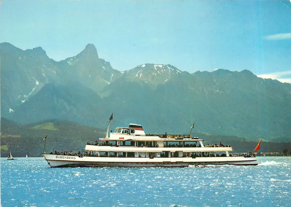 Bubenberg — barco no lago de Thoune — Bern-Lötschberg-Simplon-Bahn AG - Frente