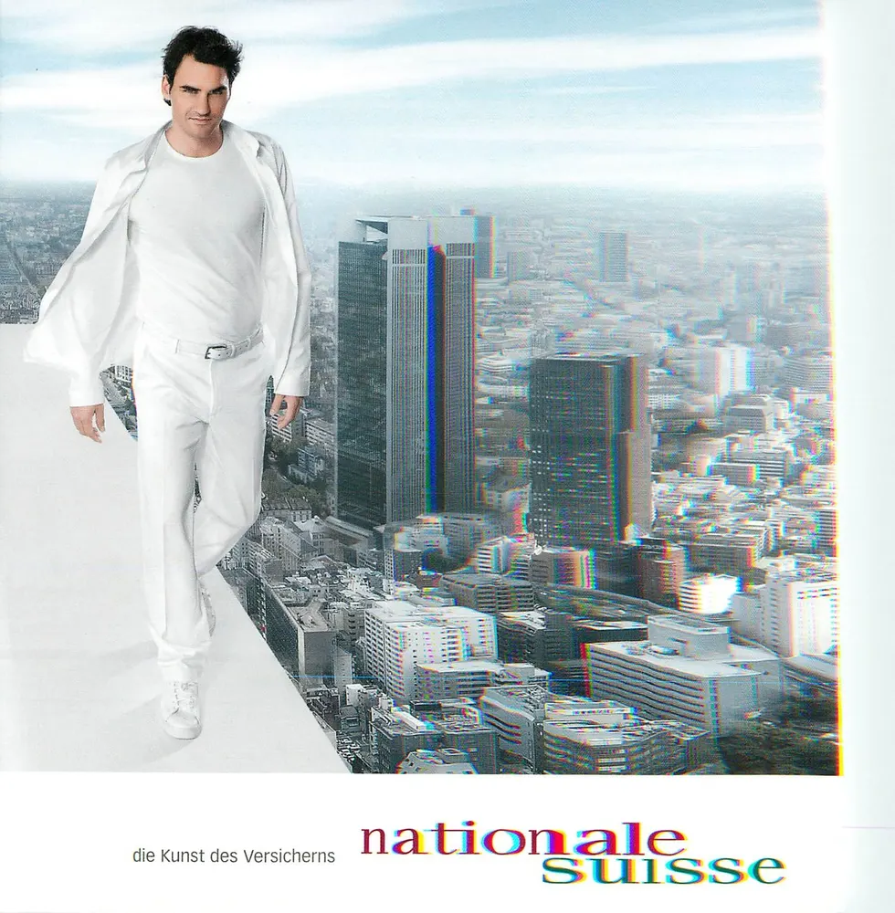 Roger Federer — pubblicità per Nationale Svizzera — editore MASAN!s AMBIENT MEDIA AG - Recto