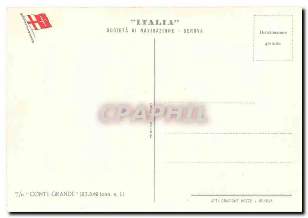 Cruiser Conte Grande — Società di Navigazione - Genova - Verso